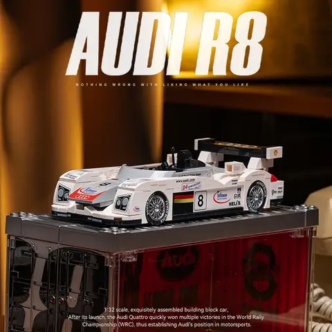 PB8813 Creative City Retro Speed Champion Bil Byggklossar R8 Super Sportbil Modell Klossar Leksaker För Barn Julklappar Pojkar 10 best sales Audi R8 Lego - №3