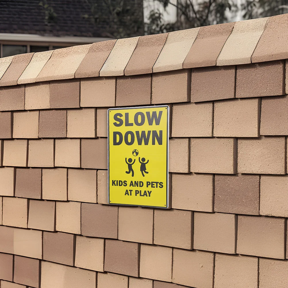 2 Stuks Veiligheidsborden Kinderen Spelen Voor Voorzichtigheid Muur Decoratie Straat Waarschuwing Verkeer Ijzeren Weg Langzamer