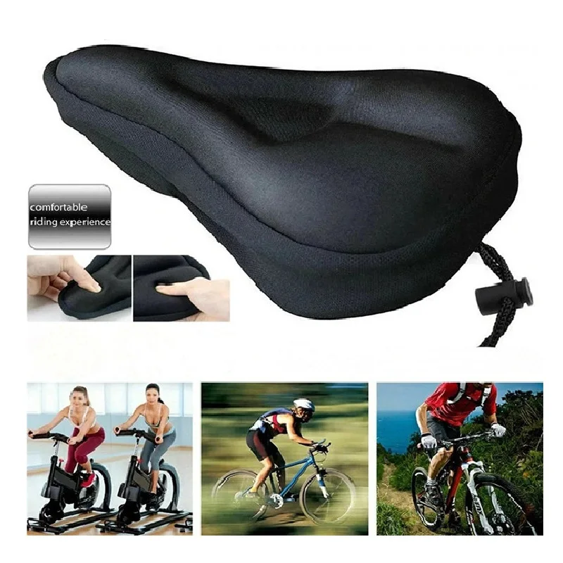 Asiento de bicicleta de gel transpirable, cojín suave y grueso para bici de montaña, funda para sillín