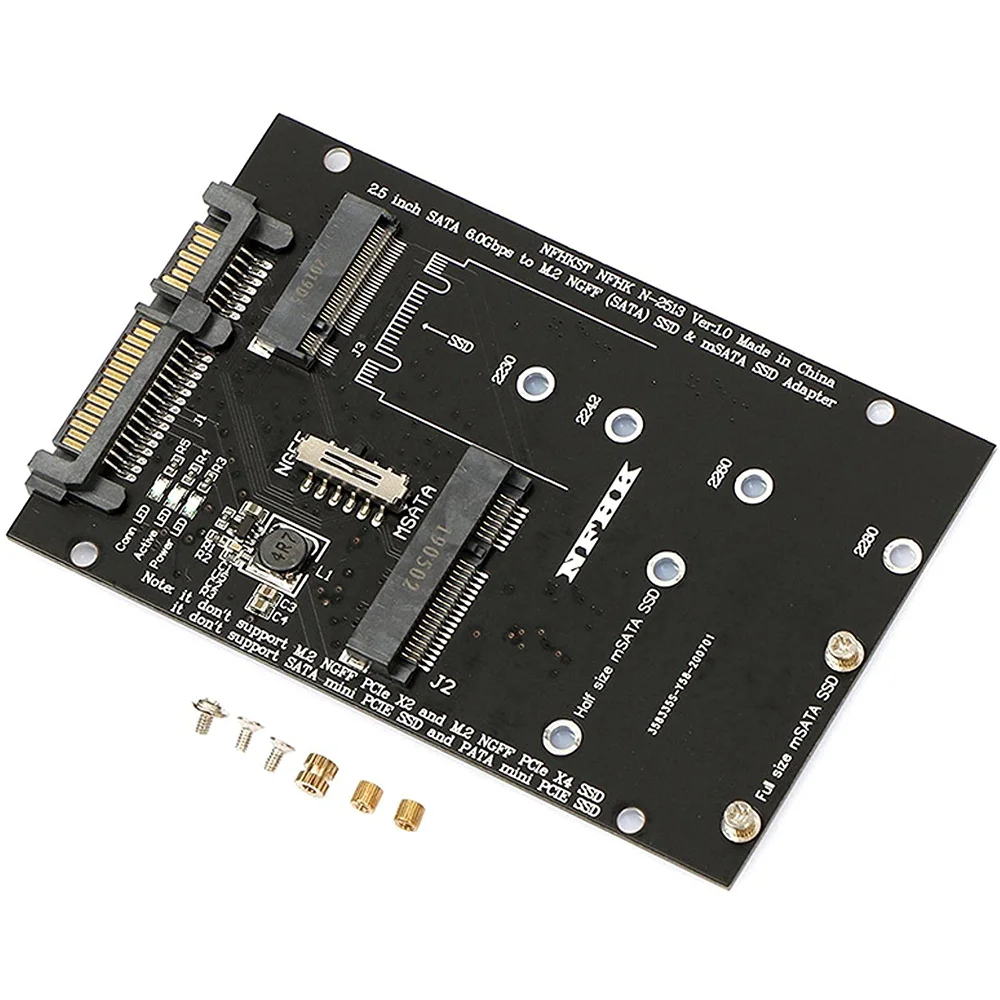 M.2 NGFF MSATA SSD-2.5 인치 SATA 6.0Gbps 2 인 1 어댑터 컨버터 카드 지지대, PC 노트북 하드 디스크 다이어그램