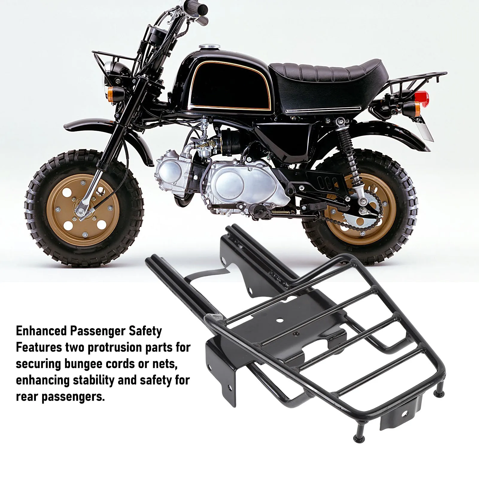 Chrome Motorcycle Rear Luggage Rack Iron Rear Cargo Carrier Bracket Replacement for Monkey Z50 Z50J Skyteam Z50A