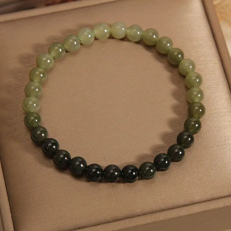 

Women's Gradient Imitation Green Jade Beaded Bracelet 2026 Niche Light Luxury Design For Daily Wear Party Birthday Gift Fashion