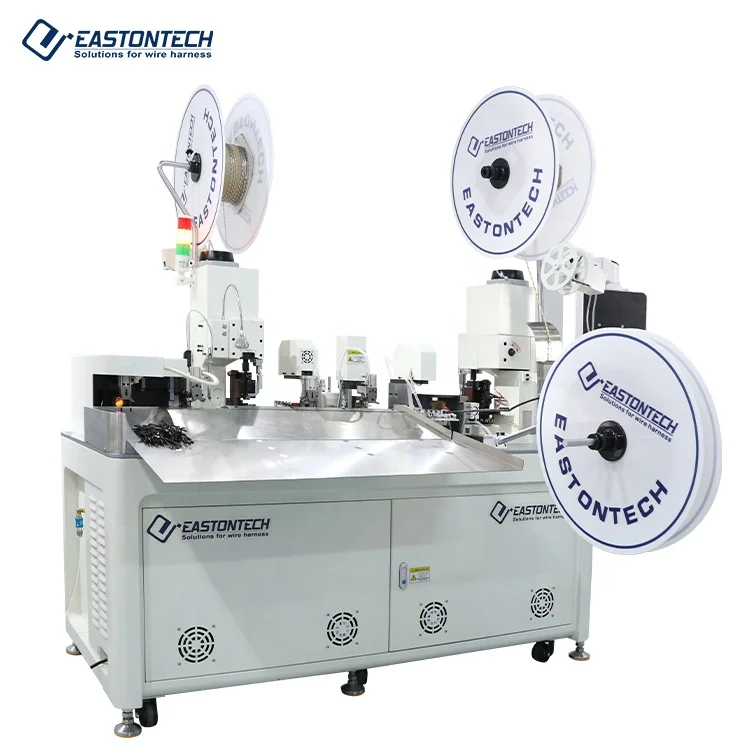 Double Head Wire Terminal Crimping Machine Automatic Heat Shrink Tube Insertion for Cable Manufacturing Equipment