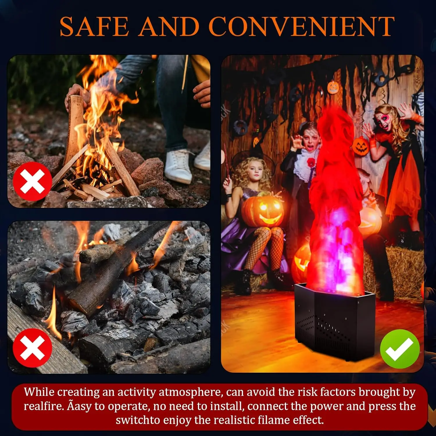 2025 New Topflashstar 6-Foot Fake Fire Flame Light Wireless Control 36 LED Light Flame Fire Light Create Flame Stage Effect