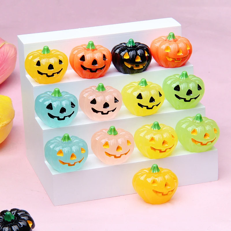 New Halloween Pumpkin Ghosts Three-dimensional Luminous Resin Simulation Halloween Decorations Ornaments Accessories