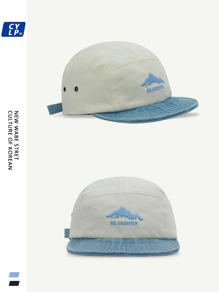 

Hip Hop Denim Soft Brim Baseball Cap Men and Women Korean Street Tide Brand Mountain Embroidered Peaked Cap