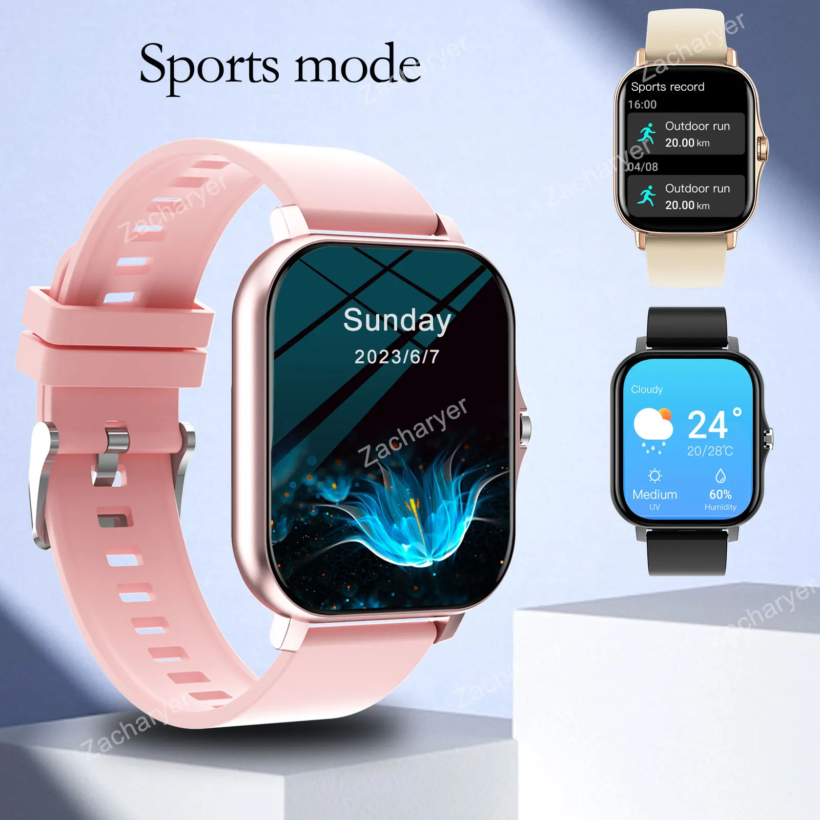 Smartwatch with call and message reminder functions, Multi-Sport Mode, For iPhone/Android