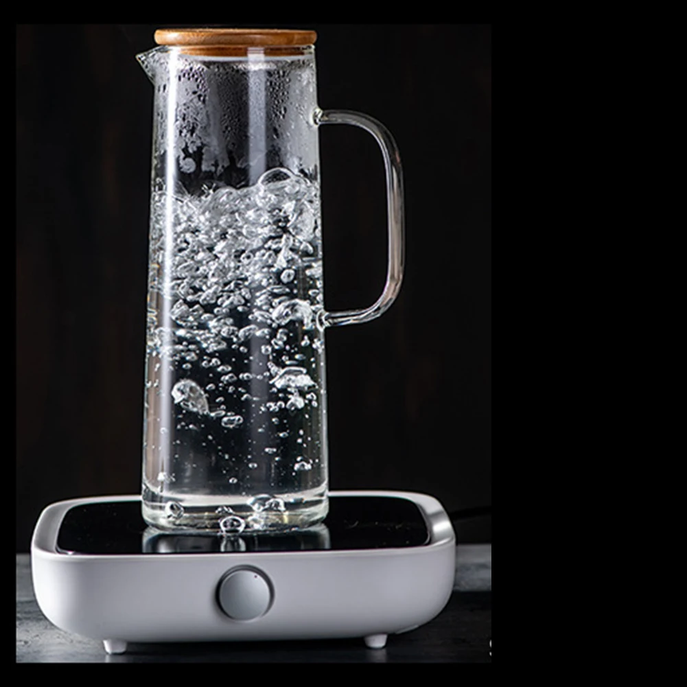 Jarra de agua de vidrio de 1,7 L con asa, tapa de bambú, resistente al calor, tetera fría y caliente, capacidad, jarra de té, jarra de agua y jugo HY