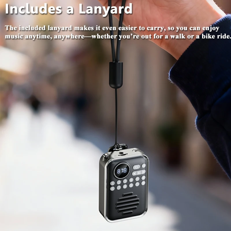  Mini Pocket FM Radio Portable High Sensitivity Radios Rechargeable Bluetooth Speaker with Screen Support Recording TF Card Pla
