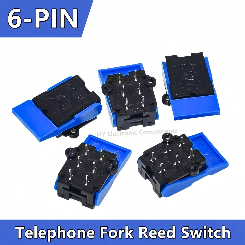 

10pcs Telephone Hook Switch 6Pin intercom Doorbell Switch , Retainer Reed Switch Blade , Repair Parts For Telephone fork switch