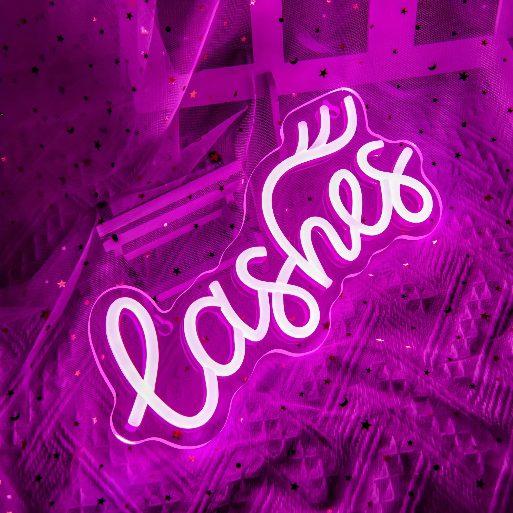 Lashes Neons Sign LED Decor Neon Light, USB Neon Sign, Salon, Beauty Room, Bedroom, Shop Room, Halloween, Boże Narodzenie