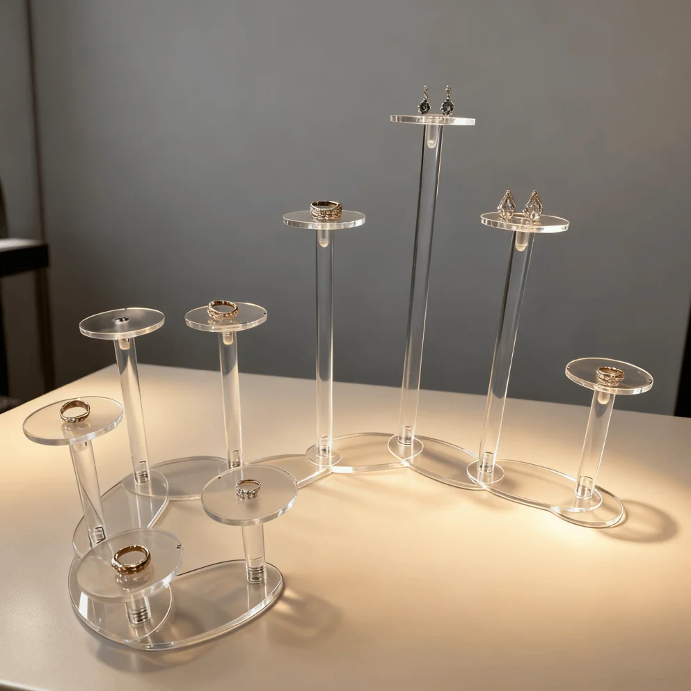 A Set Of 9 Heads Acrylic Display Stand, Used For Placing Jewelry, Collectibles, Multifunctional Display Stand For Accessories