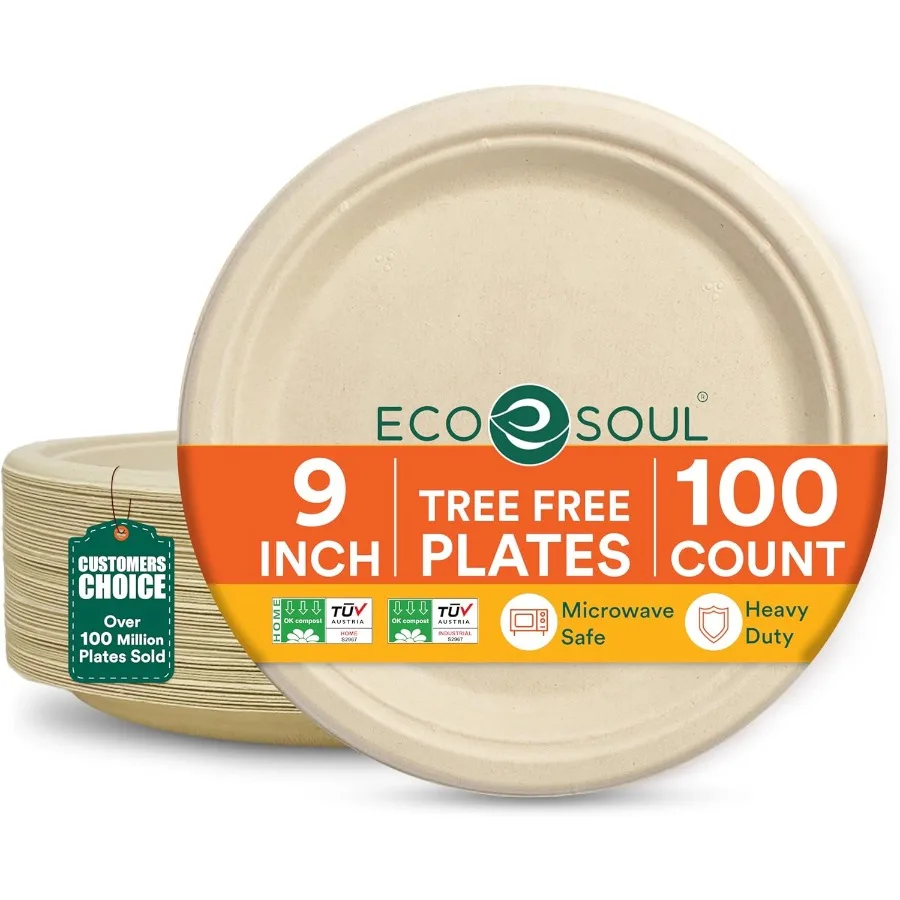 

Compostable 9 Inch Biodegradable Disposable Paper Plates for EcoFriendly Dinner Parties Weddings and Outdoor Events Sustainable