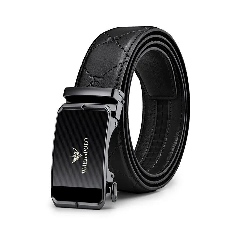 

WILLIAMPOLO Men Automatic Male Belts Cummerbunds Cowskin Leather Belt Men Black Belts Genuine Leather Belts Luxury Brand