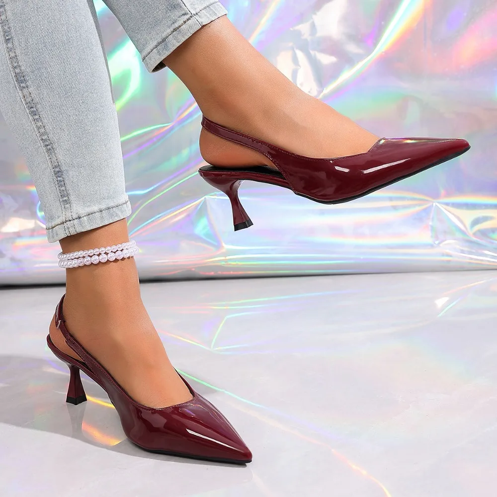 2026 New Pumps Footwear Elegant Women Heeled Shoes Fashion Buckle Strap Female Pointed Toe Slingbacks Ladies High Heels Shoes