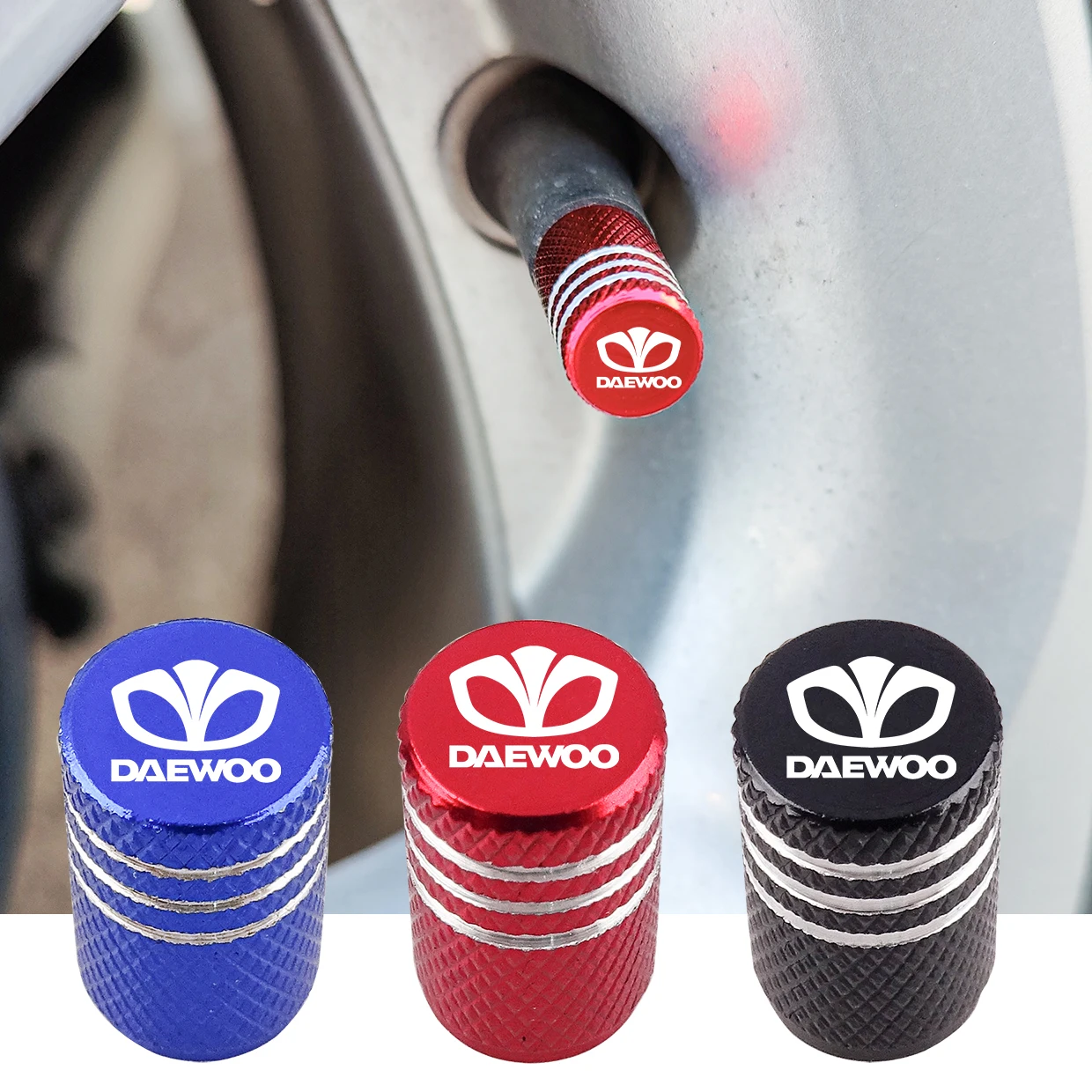 Auto Emblem Dust Cover car Aluminum Air Tire Valve Cap For Daewoo G2X Lacetti Lanos Leganza Lublin Magnus Matiz Musso Nexia