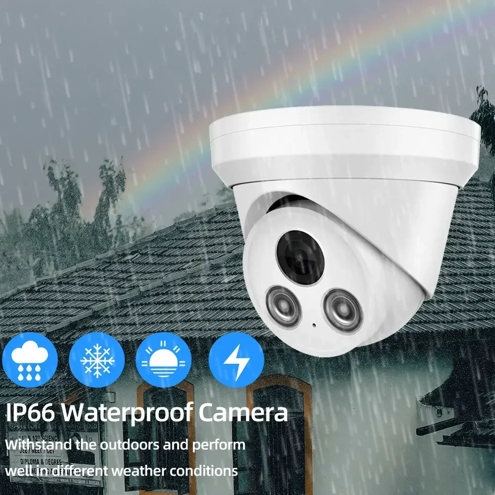 Caméra de surveillance extérieure IP POE HD 8MP/4K, dispositif de sécurité sans fil, avec vision nocturne et enregistreur audio