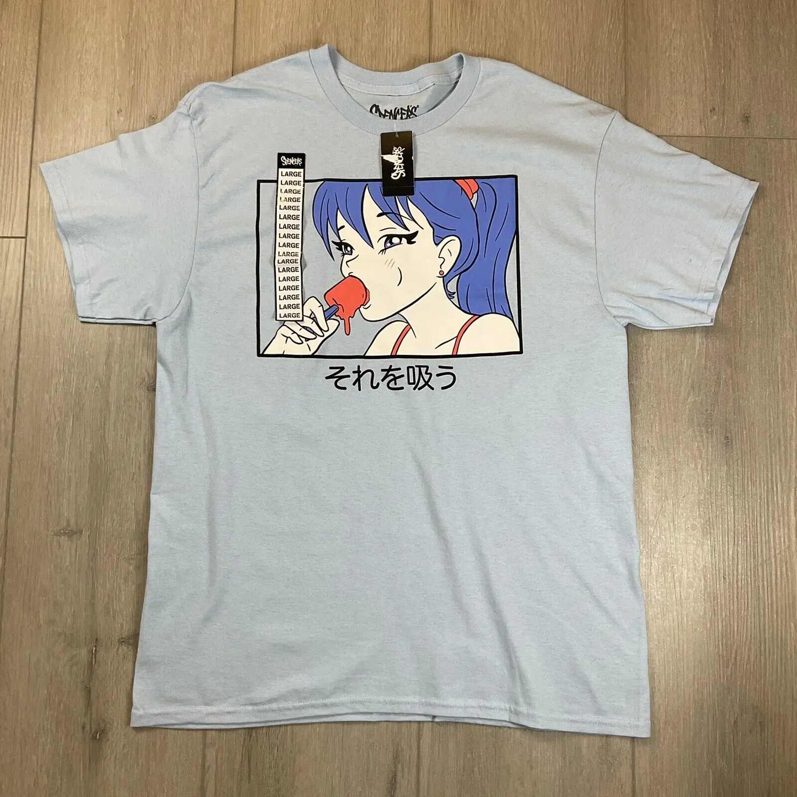 

Spencer's Manga Anime Popsicle Girl Graphic T Shirt Blue Men's SMALL / MED / L