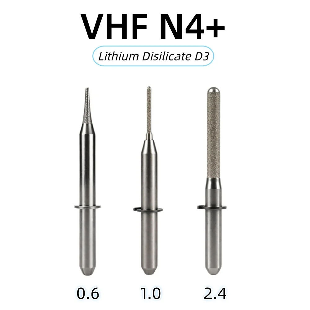 VHF N4+ Dental Milling Burs for Zirconia Lithium Disilicate/Emax Metal PMMA D3 DC Coating Dental Milling Cutter CAD CAM System