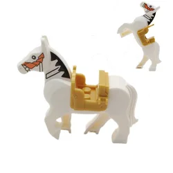 3 Pcs Horses  Building Block MOC Part War-horse with Saddle Saddle Horse Military Scene Accessories Compatible with Lego Part