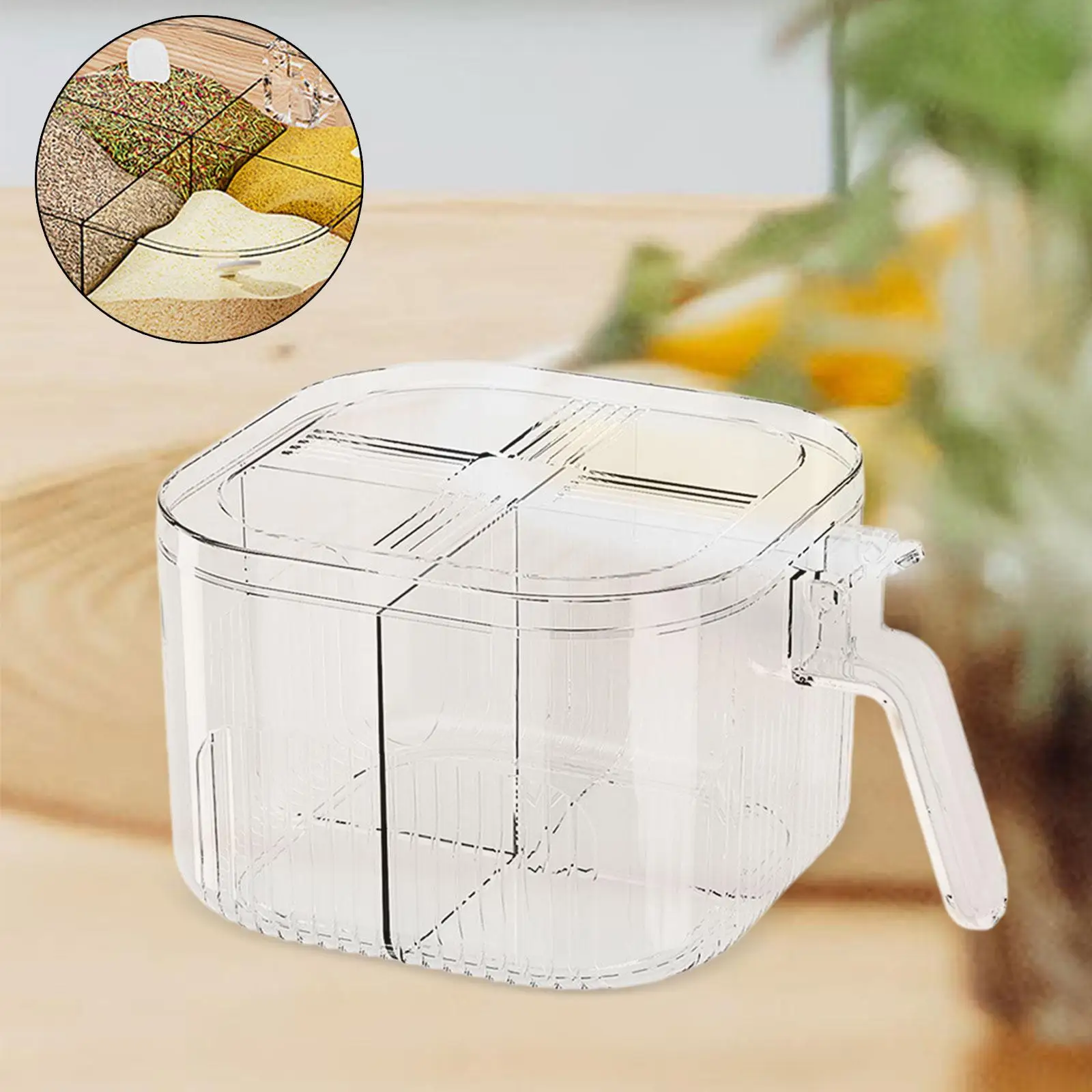 Seasoning Box with Lid Dustproof Transparent Condiment Pots Spice Jar with Handle for Dining Room Restaurant Cafes Household