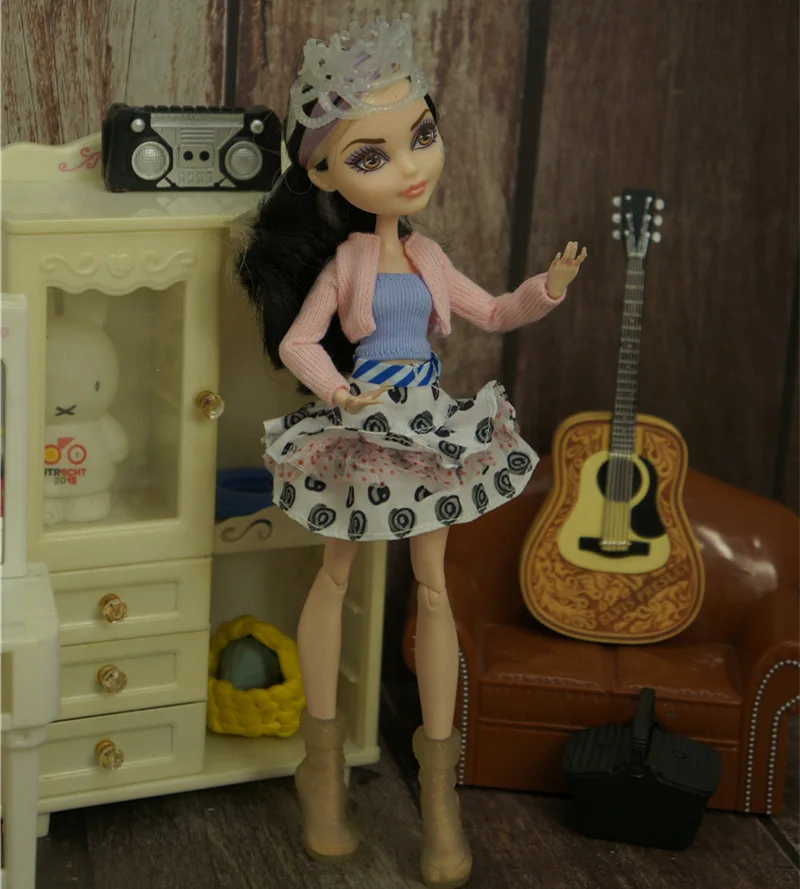 1/6 magro monstro boneca diy vestir roupas coloridas dança boneca vestido casaco camiseta com decorações coloridas para jogar criativo