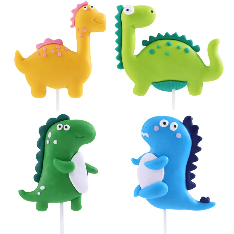 

4pcs Cute Dinosaur Cake Topper Decoration Dino Cupcake Figurine Decor Kids Birthday Theme Party Supplies Treat Dolls Baby Shower