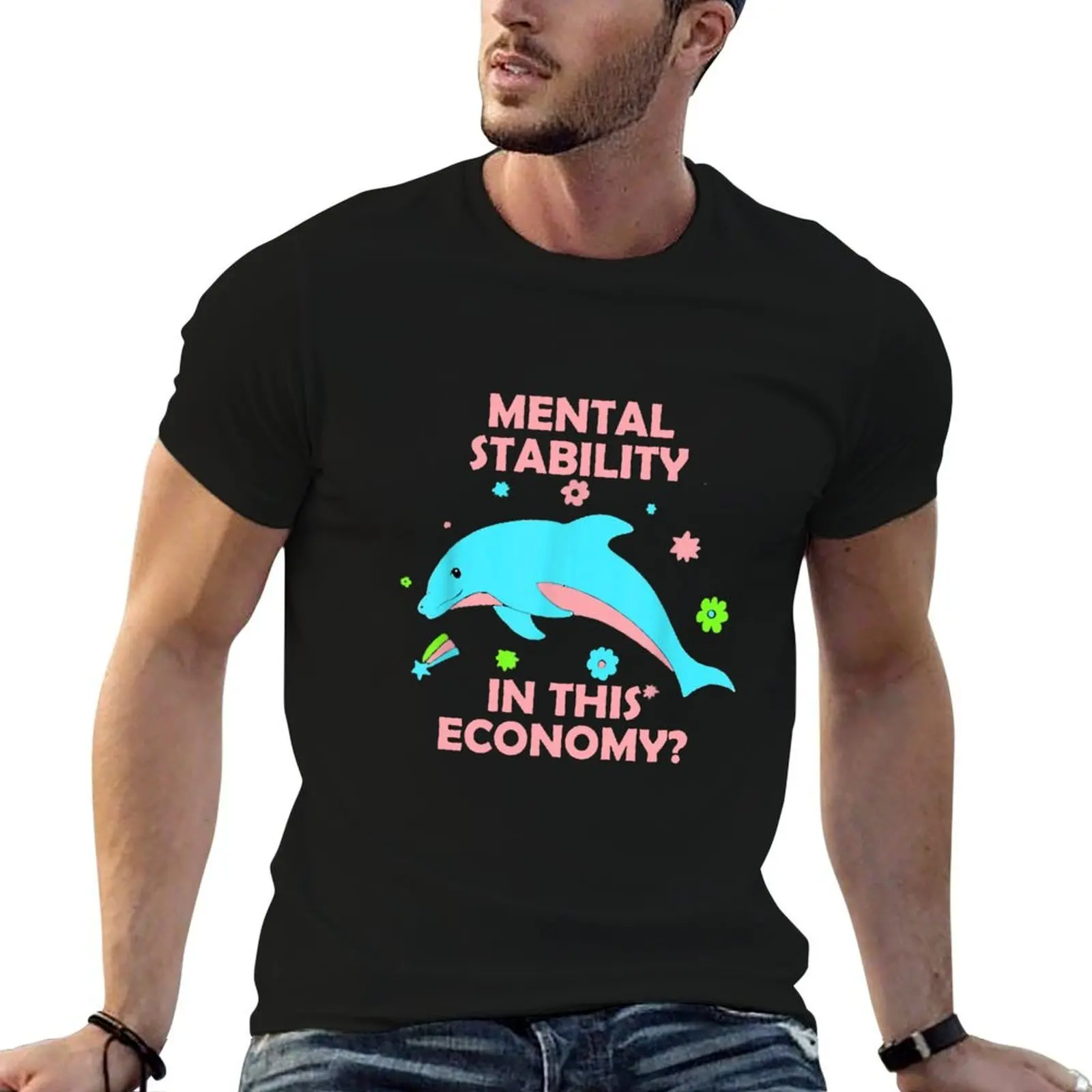 Stabilité mentale dans cette économie, t-shirt graphique pour hommes, t-shirt Blue Whale Economy, t-shirt pour hommes