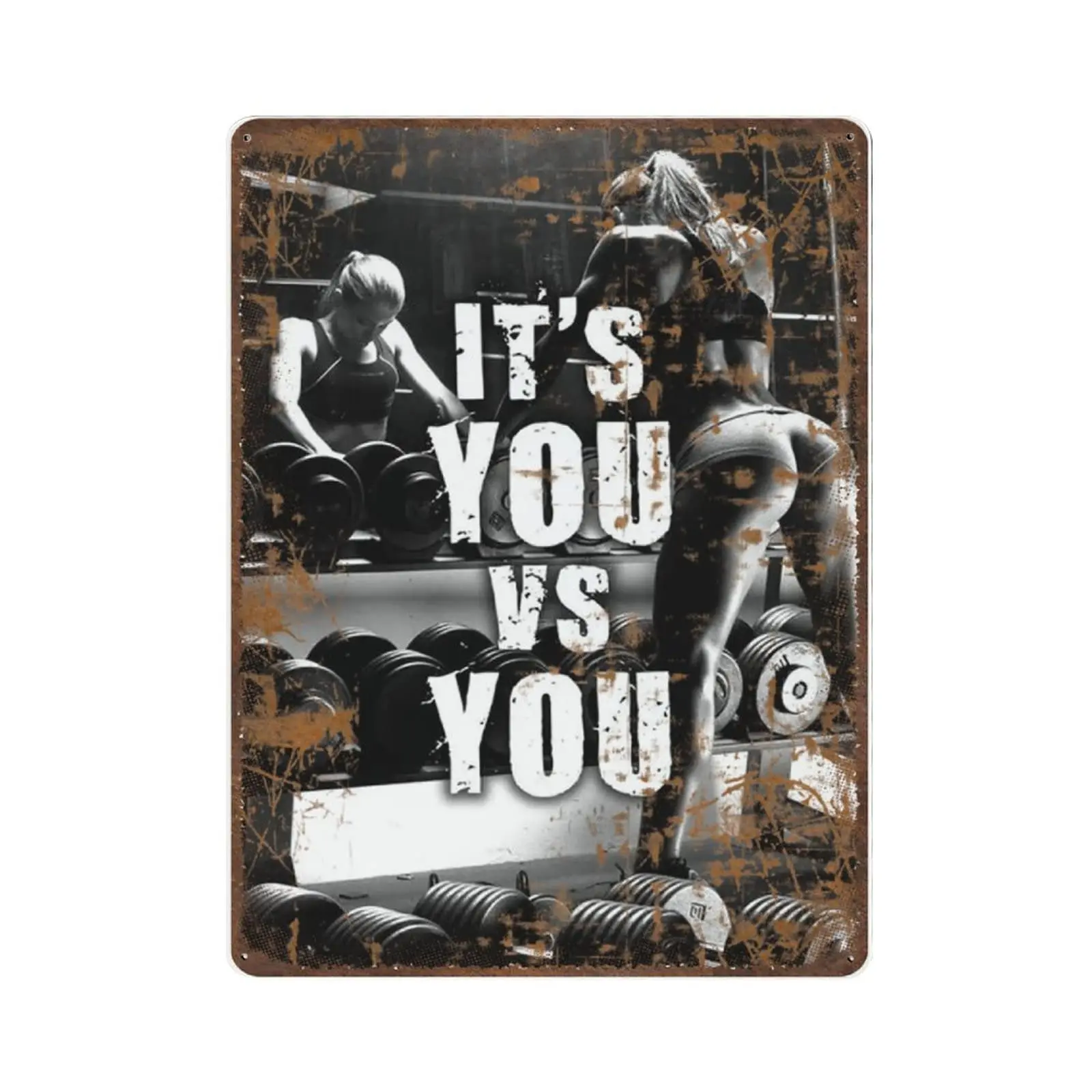 Durable Thick Collectable Metal Sign,It's You Vs You - Women's Gym Tin Sign, Motivational Prints, Bodybuilding, Weightli