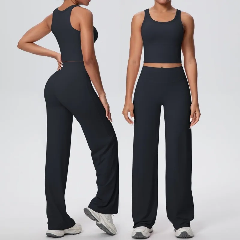 

Women's Slim Yoga Set Nude High Waist Beautiful Back Hip Lifting Quick Drying Fitness Set Outdoor Running and Leisure Sportswear