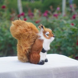 Simulation Plush Squirrel Figurines Miniatures Artificial Fake Animal Model Home Garden Decoration Ornaments