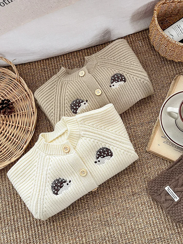 2025 Winter New Baby Long Sleeve Knitted Romper Cartoon Embroidery Infant Boy Girl Thick Warm Jumpsuit Newborn Toddler Clothes