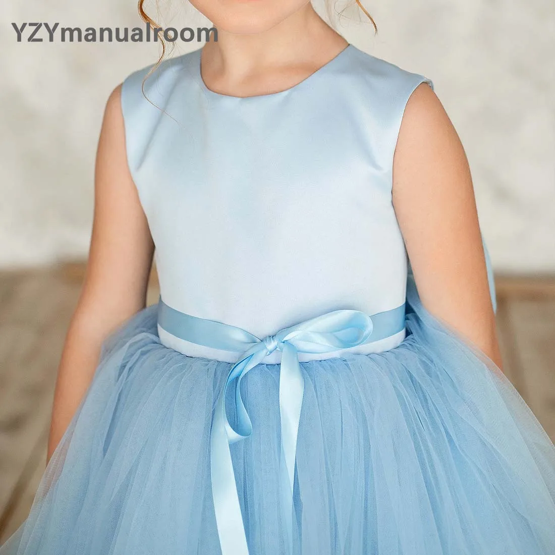 Yzymanualroom elegante tule vestidos da menina de flor júnior vestido de dama de honra natal sparkly crianças para casamento vestidos pageant marfim