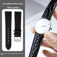 Correa de piel de cocodrilo suave ultrafina de 12 13 16 18 19 20mm para Longines L4 L2 La VC MIDO Cartier, pulsera para hombres y mujeres