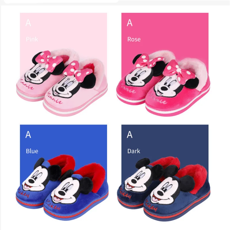 Disney Minnie Mickey mouse Flats With Plush Platform Sneakers Slip on Designer Kids Warm Shoes Baby Boys Girls Shoes Child