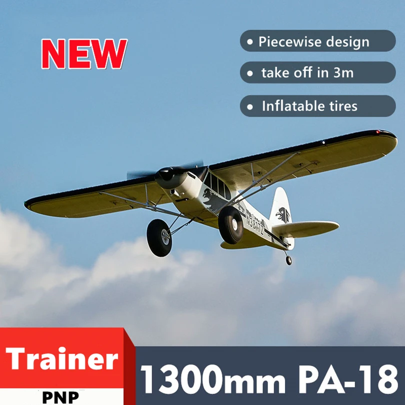 FMSRC RC Airplane Plane 1300MM 1.3M PA-18 J3 Piper Super Cub 3S 5CH with Gyro Auto Balance PNP Trainer Beginner Model Aircraft