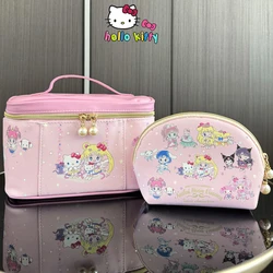 Sanrio Hello Kitty Cartoon Large Capacity Makeup Bag Kuromi Melody Beauty Girl Travel Makeup Storage Wash Bag Lipstick Storage