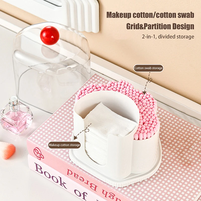 Cotton Round Pad Holder Powder Puff Storage Box Home Cotton Swab Box Makeup Organizer Dustproof Portable Durable Bathroom Jar