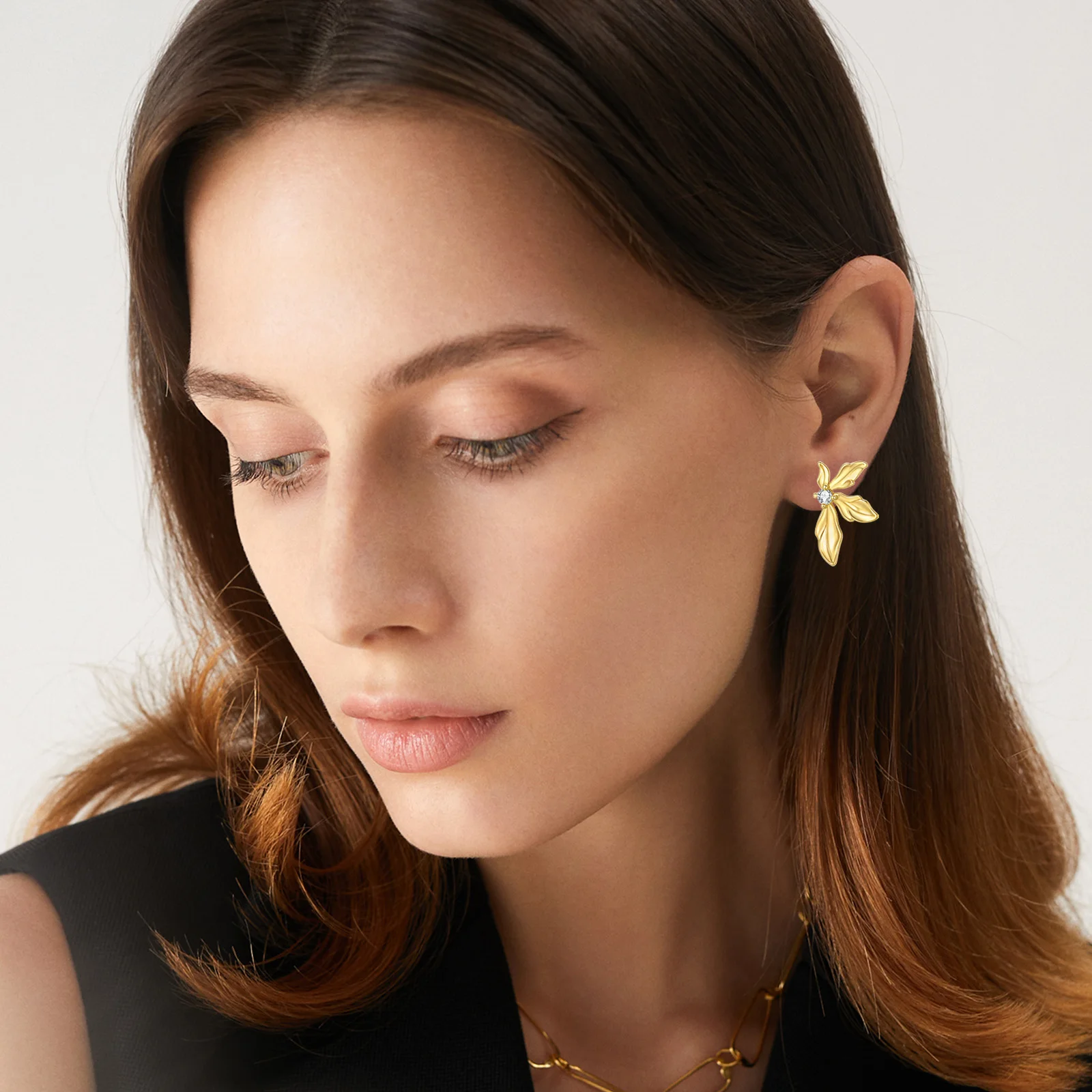 Potdemiel 925 Sterling Silver Golden Earrings Butterfly Heart Flower Bow Bee Earrings Necklace Women Jewelry Accessories Gift view 4