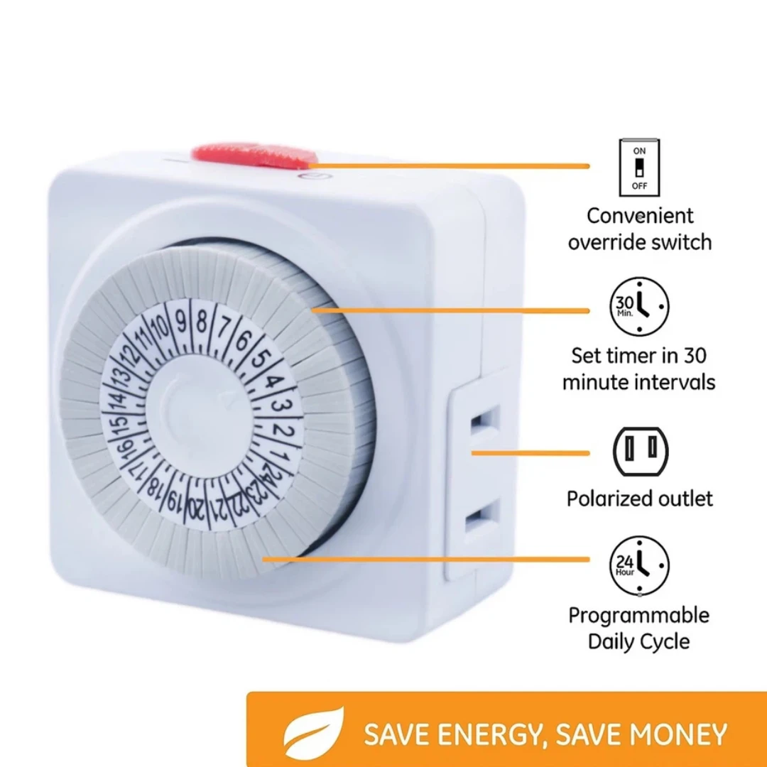 American Standard Timer Socket, 24-Hour Cycle, Electrical Socket Timer, Plug-In Timer