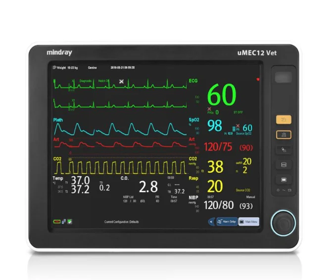 Mindray UMEC12 Multi-Parameter Veterinary Monitor with 2500mAh Li-ion Battery ECG Resp uMEC12 VET Monitor with SpO2