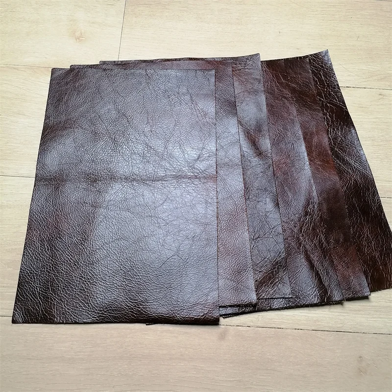 Brown Oil Wax Cowhide Top Layer Sofa Leather, Retro Color-Changing, Crazy Horse Leather Fabric, Upholstery Material, 1.2mm