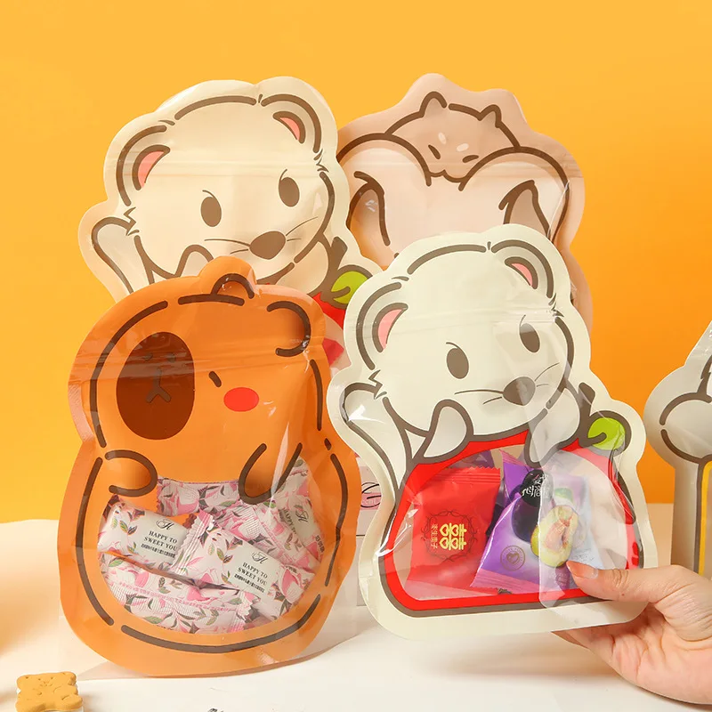 Tetp 50pcs Lebensmittel verpackungs tasche mit klarem Fenster Geburtstags feier Baby party Süßigkeiten Schokoladen kekse Snacks Geschenk dekoration Gefälligkeiten