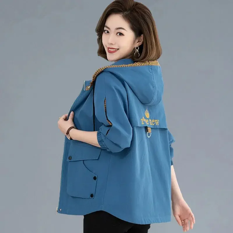 

Short Velvet Autumn Winter Trench Coat For Women Hooded Casual Plus Size Windbreaker Tops Loose Spring Jackets Female M-4XL