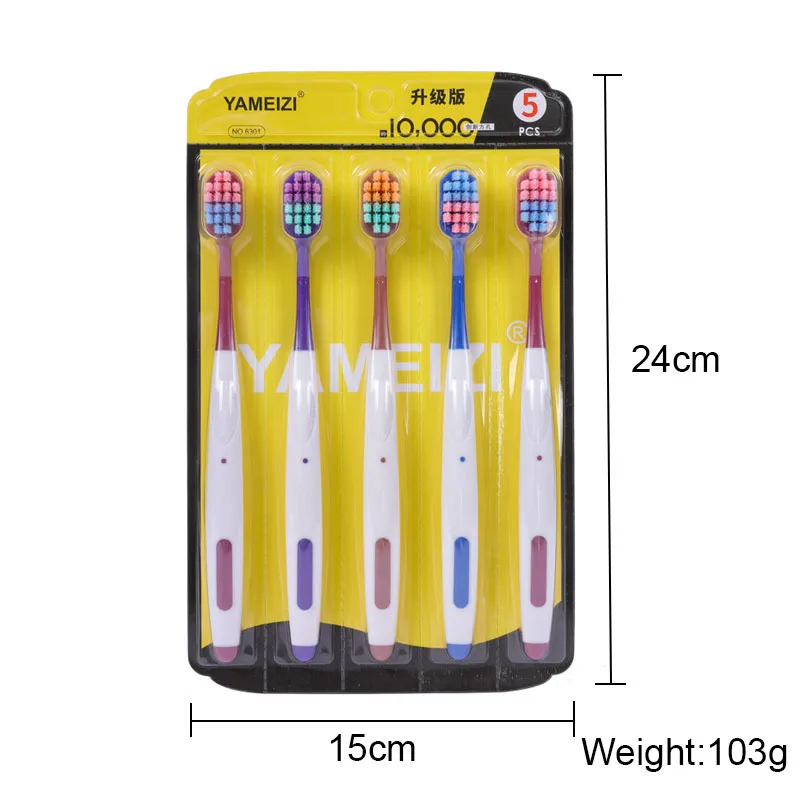 New High-end 5-piece Set Adult Toothbrush Soft Hair Individual Packing Household Wide Head Teeth Cleaning Care Oral Hygiene Tool