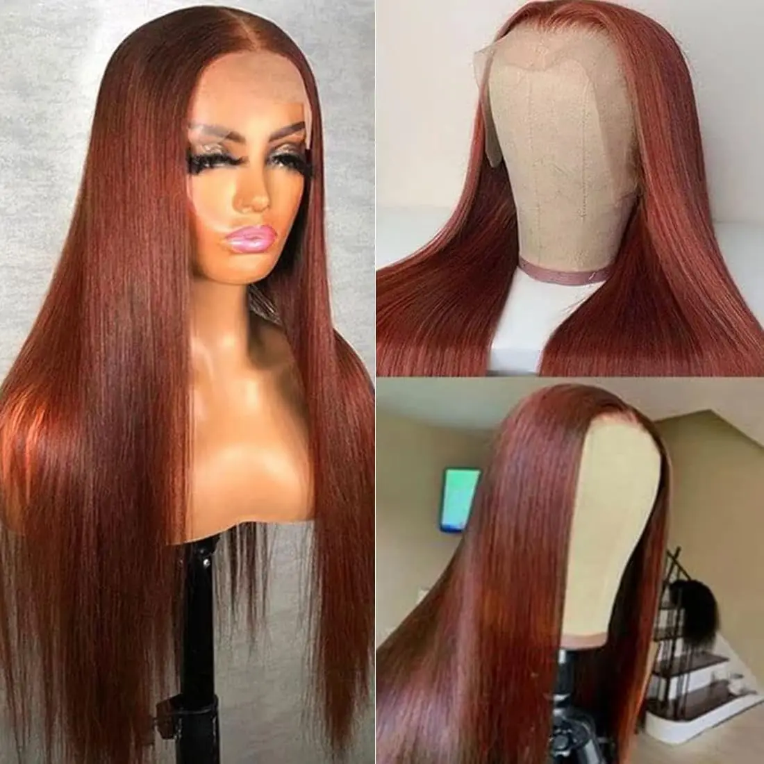 Straight Lace Front Human Hair Wigs Reddish Brown 13x4 13x6 Hd Lace Frontal Wig Brazilian Dark Red Brown Wig Pre Plucked