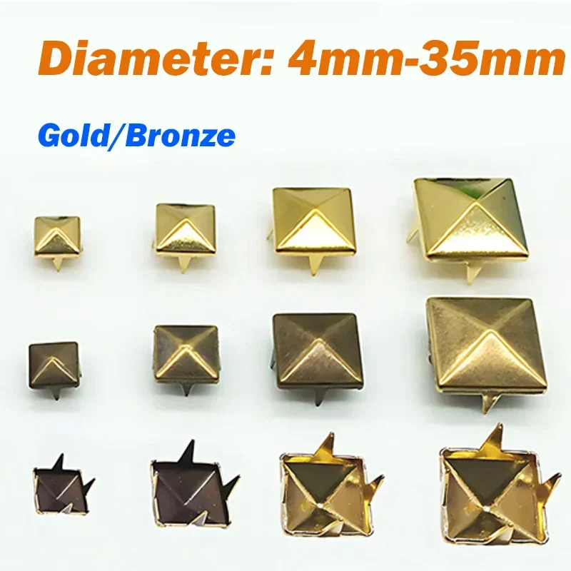 Garment Rivets 4/5/6/7/8/9/10/12/15/35mm Claw Studs Rivets 4 Claw Pyramid Spike Square For Costume Shoes Bags DIY Rivets