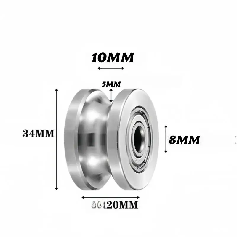 1Pc 304 스테인레스 스틸 U 자형 그루브 기계 장비 베어링 스틸 롤러 베어링 풀리 스틸 와이어 가이드 휠