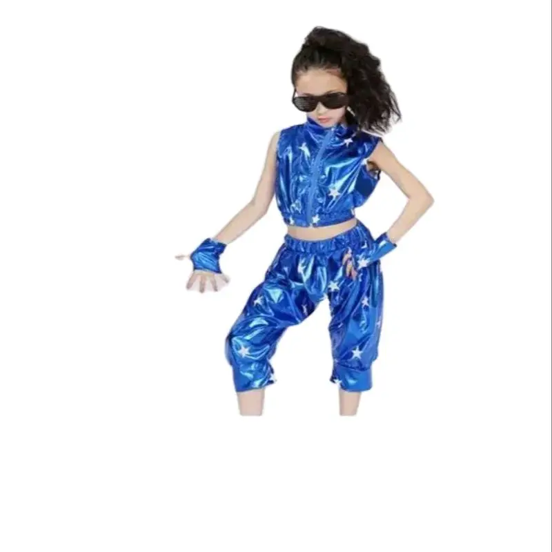 1set/lot Dance Boy and Girls Stage Dance Clothing Set Child Kids Hip Hop Performance Pants  and top Jazz Dance Costumes