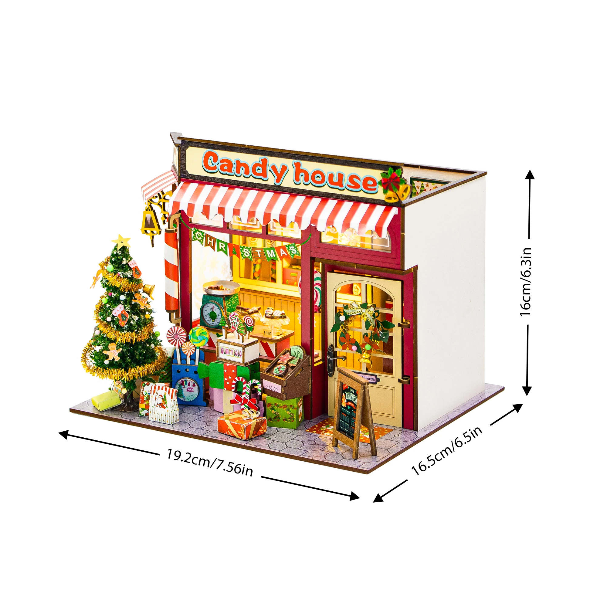 DIY Świąteczny Domek na Cukierki Drewniany Miniaturowy Model Zestaw Puzzle 3D Domki Cukrowe z Meblami Domek dla Lalek na Prezent dla Przyjaciół